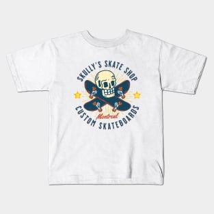 Skully's Skate Shop Vintage Skateboarding Skull Custom Board Kids T-Shirt